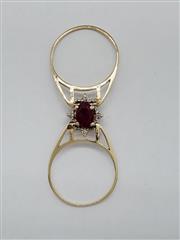 14K Solid Yellow Gold Ruby Diamond Flip Ring Size 5.5